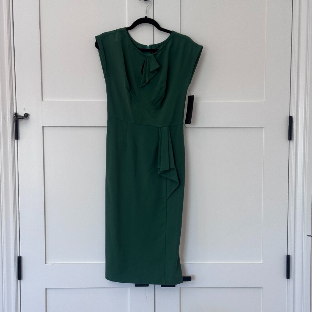 Stop Staring Green Ruched Peplum Sheath Dress NWT Medium - Picture 2 of 10